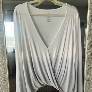 Elegant White Draped Women's Top